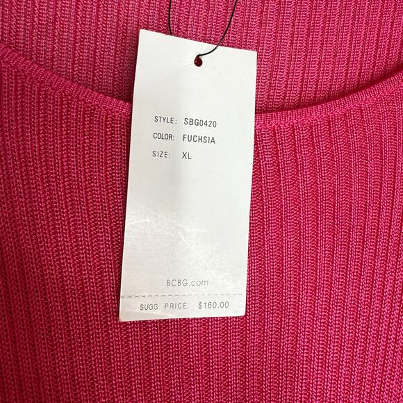 BCBGMAXAZRIA NWT Silk Blend Peplum Sweater Top Pink Long Sleeve Women’s XL $160 - Picture 6 of 13